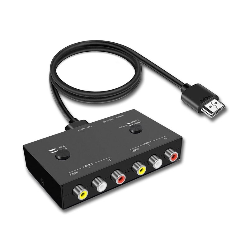 LVY 2Port RCA/AV to HDMI Converter Adapter for WII, N64, Xbox, PS1/2/3,DVD Players etc (2AV in-1 HDMI Out) - Image 1